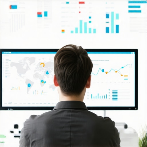 Person analyzing local SEO analytics on a computer with maps and graphs