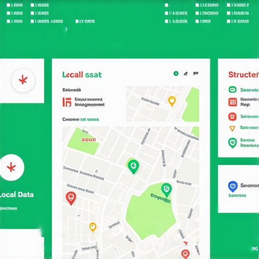Infographic showing local community signals, structured data, and SEO strategies for map ranking improvement