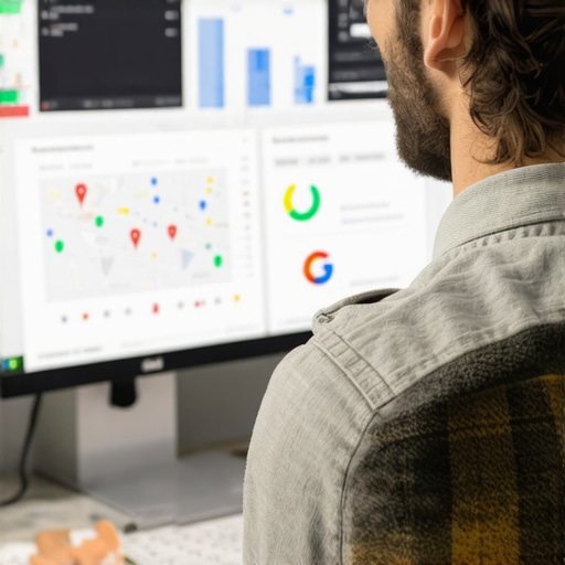 Person analyzing local SEO and Google Maps data on a computer