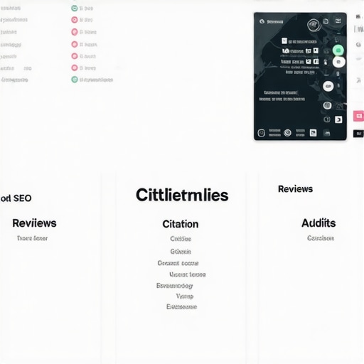 Screenshot of analytics dashboard displaying local SEO performance metrics and review management tools.