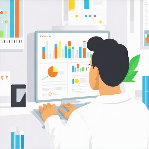 Local SEO Strategy Visualization A person analyzing local SEO data and maps on a computer for Google Maps ranking improvement.