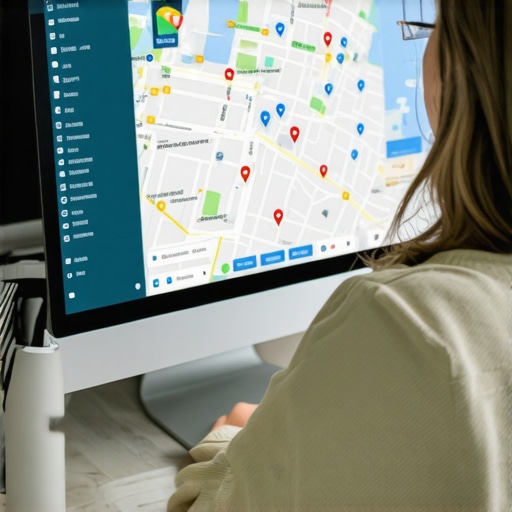 Business owner working on Google My Business profile optimization.