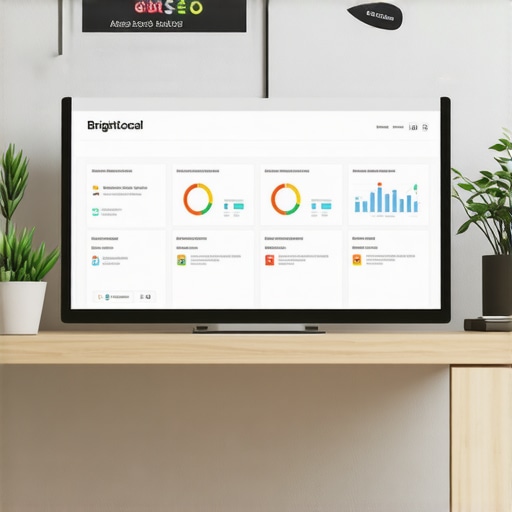 A workspace with SEO software interfaces and analytics tools open on computer screens.