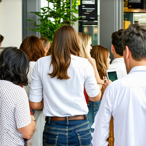 Customers checking in and leaving reviews at a local storefront.