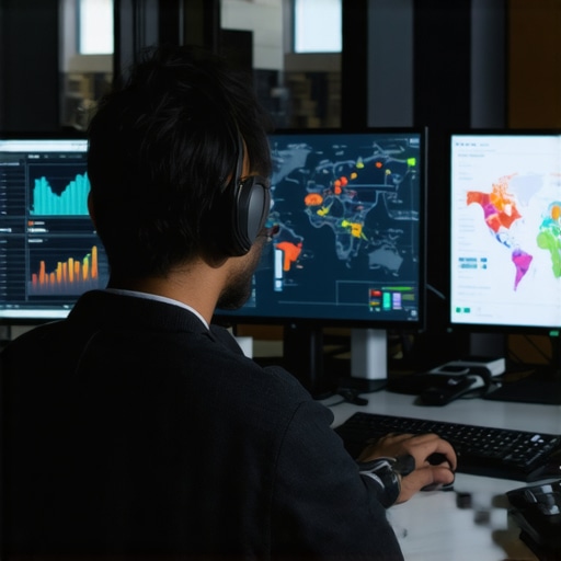 Effective tools for Map Pack SEO Digital marketer working with SEO tools on multiple screens showing charts and maps