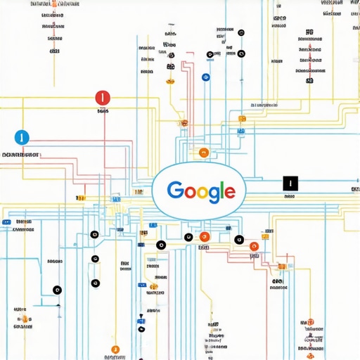 A visual diagram depicting interconnected signals influencing Google's local search algorithm.