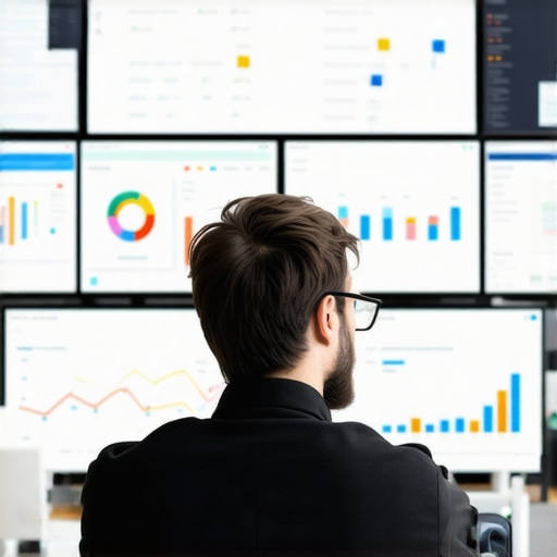 Business owner reviewing multi-device engagement data to boost local SEO rankings.