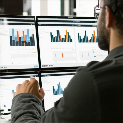 Person analyzing local engagement data on screens.