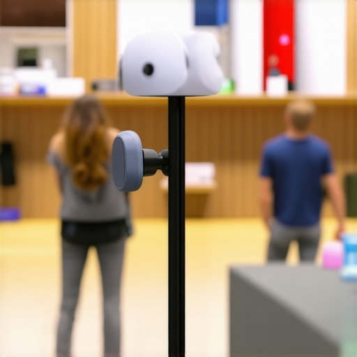 Retail store with Bluetooth beacons transmitting signals to nearby devices