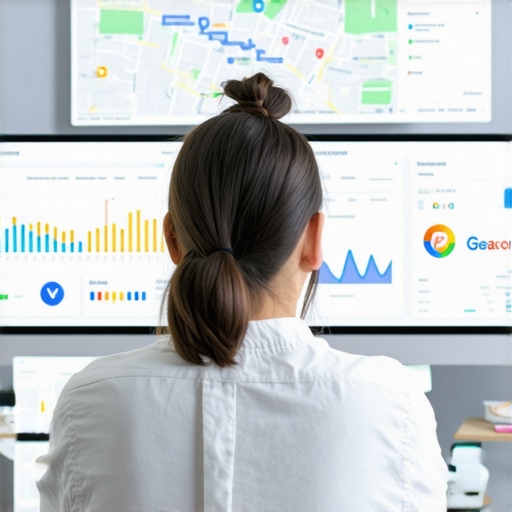 Person working with local SEO analytics and beacon signal data