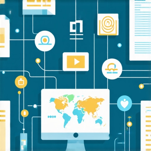 A detailed illustration of digital signals, biometrics, and maps showing the complexity of local SEO algorithms.