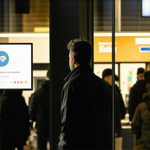 Business owner setting up Wi-Fi sensors to track customer foot traffic